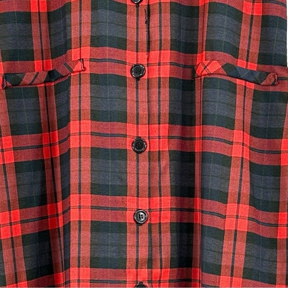 Vintage Made in USA Dressing Clio Red Plaid Sleeveless Midi / Maxi Dress sz M - Picture 3 of 8